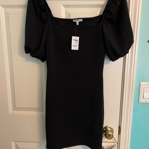Black Bandage Dress with Puff Sleeves, Size S